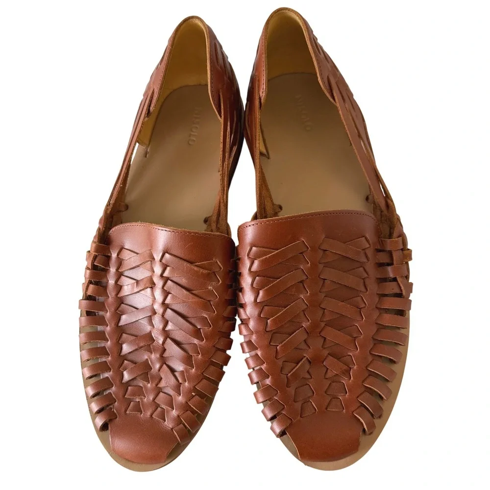 Nisolo Mens Boho Huarache Sandals Brandy Brown Leather Hand Crafted Slip On 11
